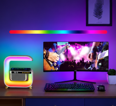 Multifunctional BT Led Night Light Speaker Alarm Clock Wireless Charging Mobile Phone